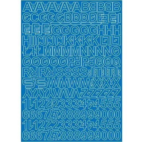Litery i cyfry samoprzylepne niebieskie 3cm arkusz 250 znaków