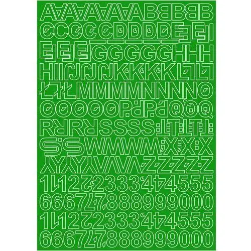 Litery i cyfry samoprzylepne zielone 2cm arkusz 250 znaków