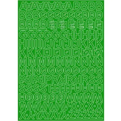 Litery samoprzylepne 3cm zielone mat arkusz 225 znaków