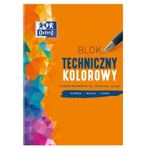 Blok techniczny a3, 10 kartek, kolorowy Oxford