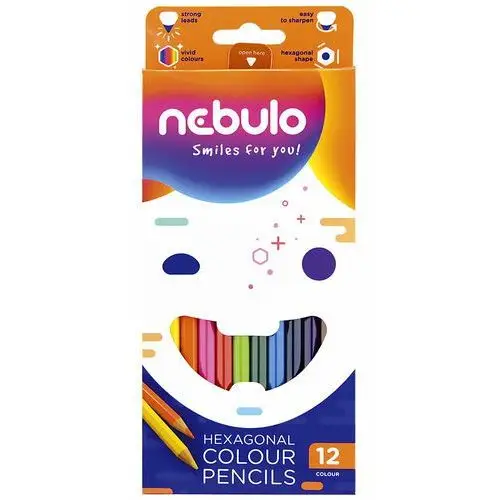 Kredki Nebulo, sześciokątne, 12 kolorów