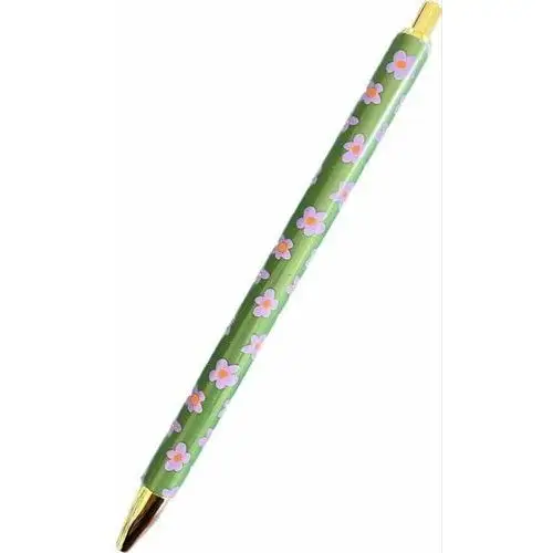 Paperchase- Długopis zielony z różowymi kwiatami Czarny