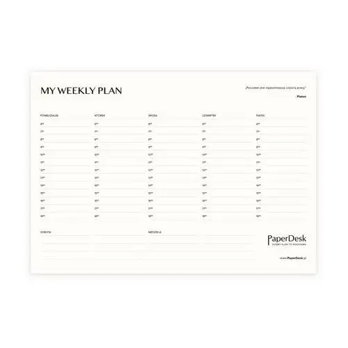 Tygodniowy planner z cytatami w wersji harmonogram – maxi original Paperdesk