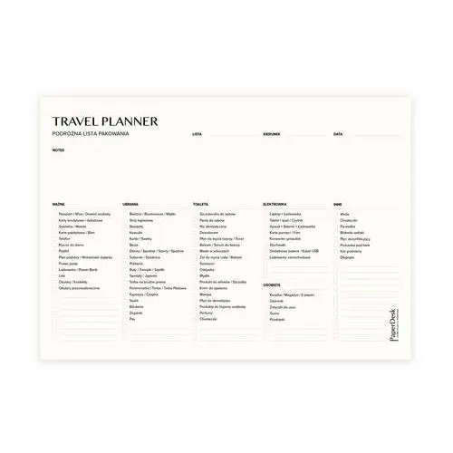 Paperdesk Wakacyjny maxi planner – podróżna lista pakowania z odrywanymi kartkami