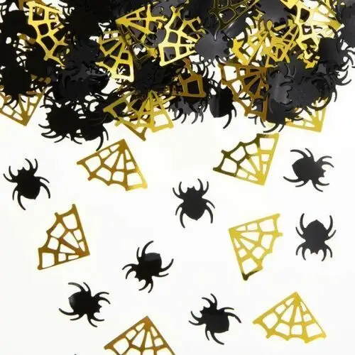 Konfetti foliowe Halloween Pająki i pajęczyny złoto-czarne 15g