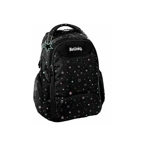 Plecak szkolny dla chłopca i dziewczynki czarny BeUniq gwiazdki trzykomorowy