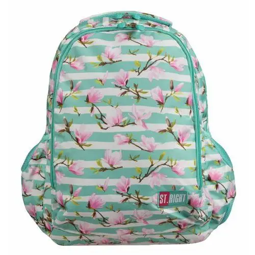 Paso,st.majewski Plecak szkolny dla dziewczynki miętowy st.right magnolia dwukomorowy