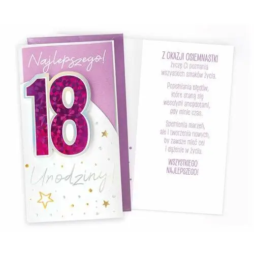 Passion cards Karnet pm-277 urodziny 18 (osiemnastka, cyfry, różowe)