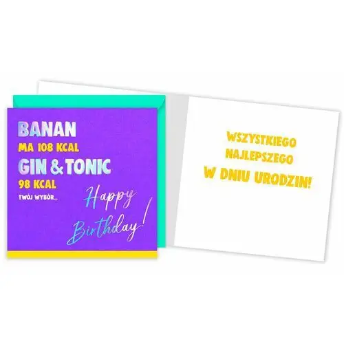 Karnet qr-001 urodziny banan, gin i tonic Passion cards
