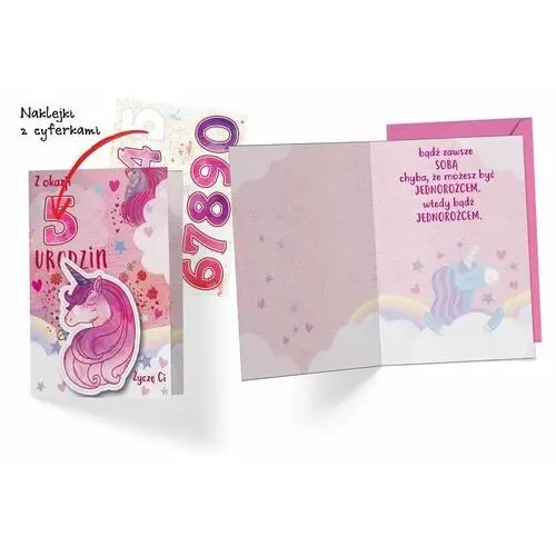 Passion cards Kartka urodzinowa z naklejkami - cyferki, jednorożec dk-670