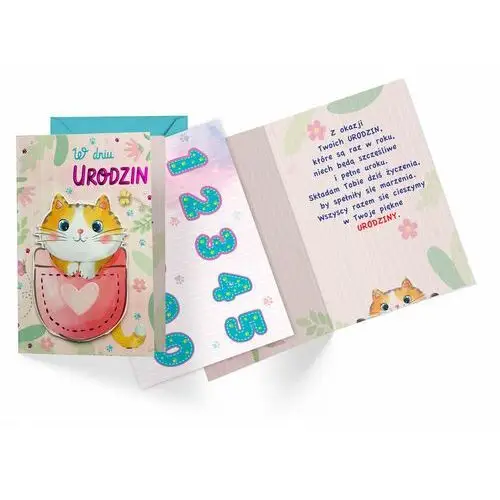 Passion cards sp. z o.o. Karnet dk-1072 urodziny dziecięce (wymienne cyferki) kotek