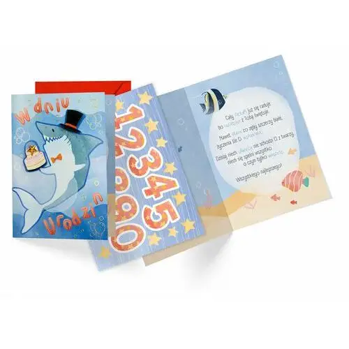 Passion cards sp. z o.o. Karnet dk-1091 urodziny dziecięce (wymienne cyferki) rekin