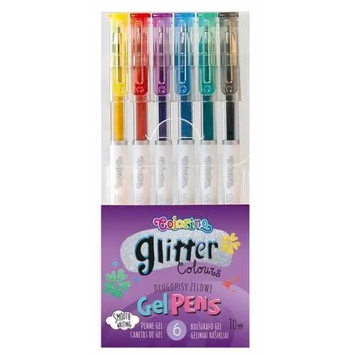 Długopisy żelowe brokatowe, Colorino Kids, 6 kolorów