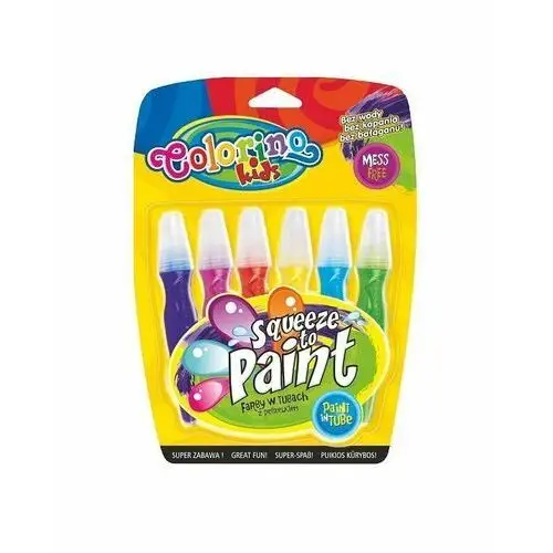Farby w tubach z pędzelkiem, Colorino Kids Squeeze to paint, 6 kolorów