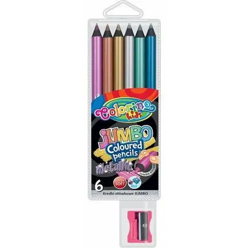 Kredki ołówkow jumbo colorino kids, 6 kolorów metallic + temperówka Patio