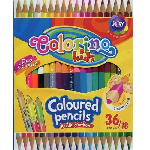 Kredki ołówkowe, colorino kids, trójkątne dwukolorowe, 18 sztuk Patio