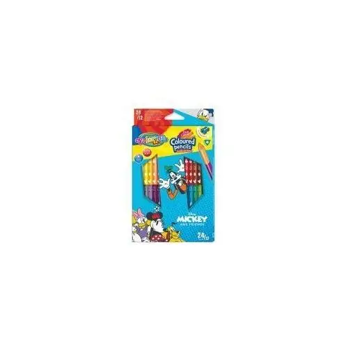 Patio Kredki ołówkowe trójkątne Colorino Kids + temperówka Mickey 24 kolorów 12 szt