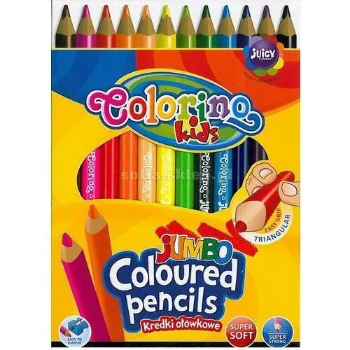 Kredki ołówkowe, trójkątne jumbo, colorino kids, 12 kolorów Patio