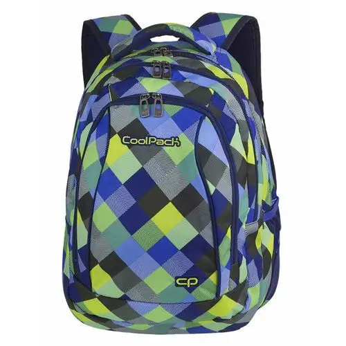 Plecak szkolny dla chłopca i dziewczynki CoolPack szachownica trzykomorowy, kolor zielony