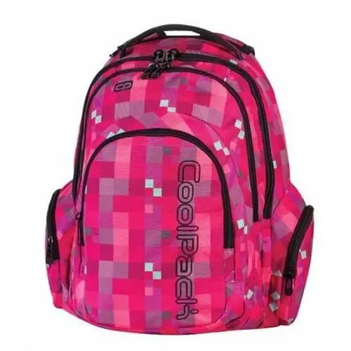 Plecak szkolny dla dziewczynki różowy CoolPack kratka dwukomorowy, kolor zielony