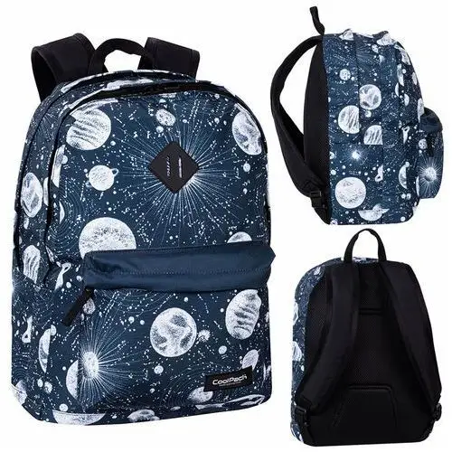 Plecak szkolny młodzieżowy dla chłopca i dziewczynki ciemnoniebieski Coolpack Scout Moon F096716 kosmos dwukomorowy, kolor zielony