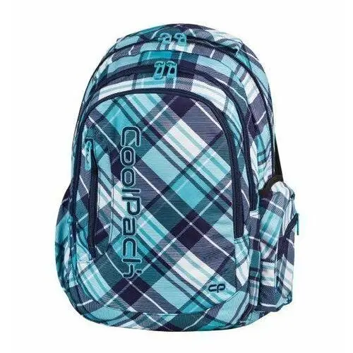 Plecak szkolny młodzieżowy niebieski kratka, kolor niebieski