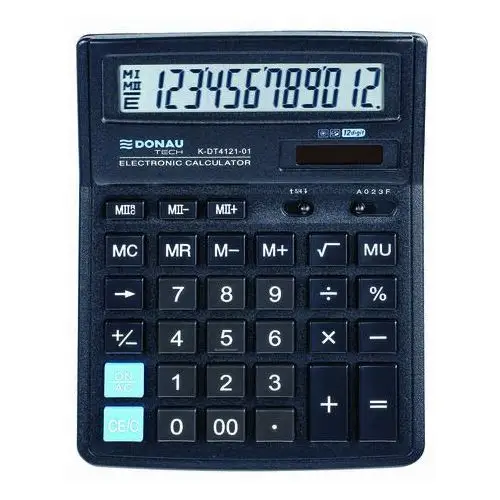 Donau, kalkulator 12 cyfrowy k-dt4121, czarny, 199x153x31 mm Pbs connect polska