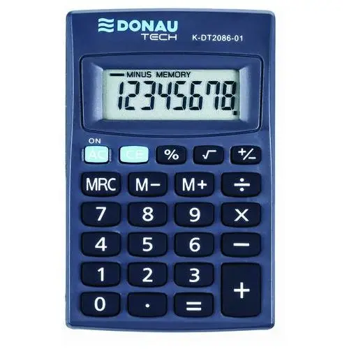 Donau, Kalkulator kieszonkowy 8 cyfrowy K-DT2086, czarny, 127x104x8 mm