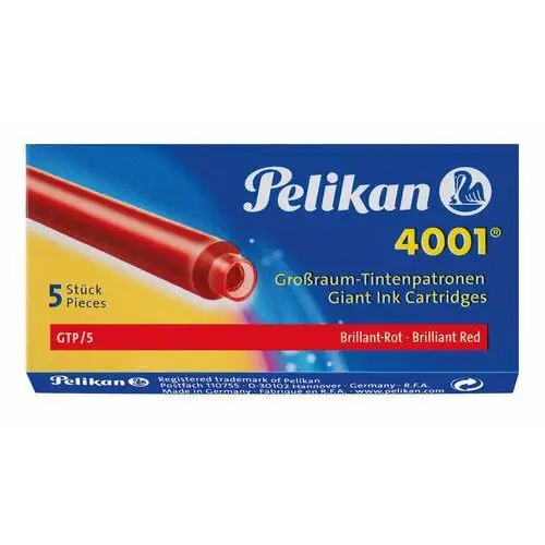 Pelikan Naboje do pióra wiecznego długie 4001 czerwone - czerwony