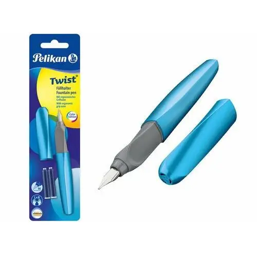 Pióro Wieczne Pelikan Twist Dla Osób Prawo I Leworęcznych Z Nabojami - Kolor Frosted Blue