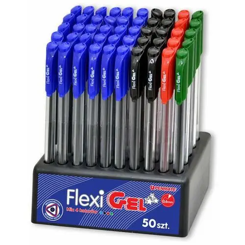 Długopis flexi gel mix kol. 50szt. (30 niebieskich,10czarnych, 5 zielonych, 5 czerwonych), Penmate