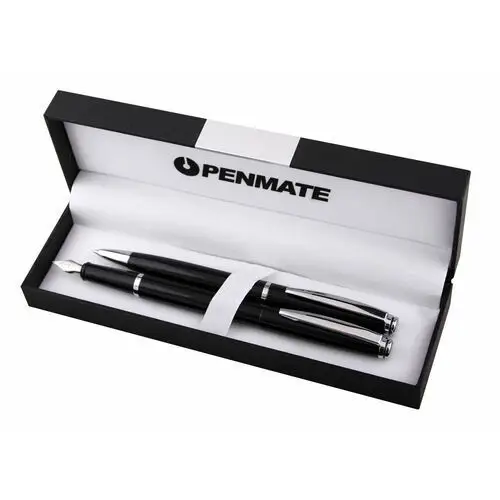 Penmate, Komplet: Długopis + Pióro wieczne, Virtuo, Czarny/Srebrny