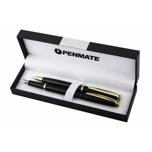 Penmate, Komplet Długopis + Pióro wieczne, Virtuo, Czarny/Złoty