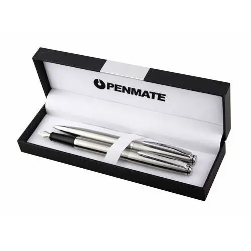 Penmate, Komplet Długopis + Pióro wieczne, Virtuo, Srebrny