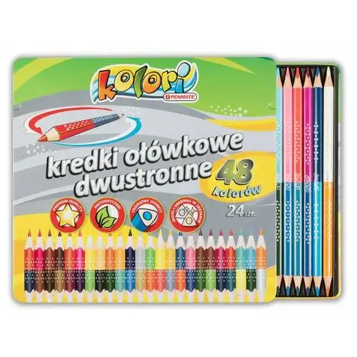 Kredki ołówkowe, Penmate Kolori Premium, trójkątne, dwustronne, 24 szt., 48 kolorów