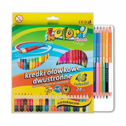 Penmate Kredki ołówkowe, kolori premium, trójkątne, dwustronne, 24 szt., 48 kolorów