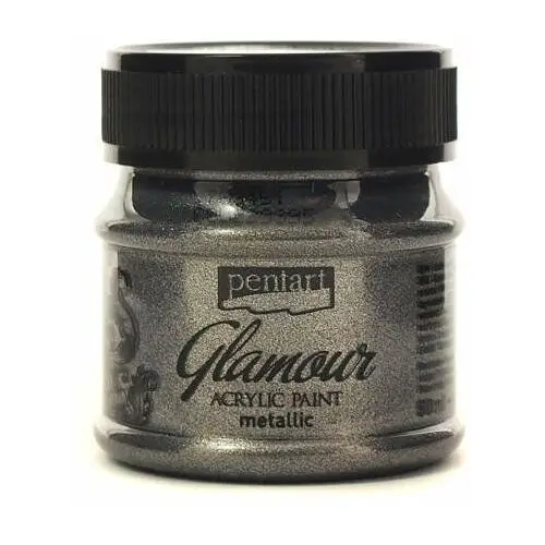 Pentart, farba akrylowa metaliczna Glamour, czarne srebro, 50 ml