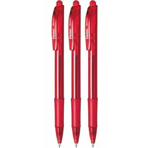 Pentel 3x długopis bk-417 automatyczny czerwony