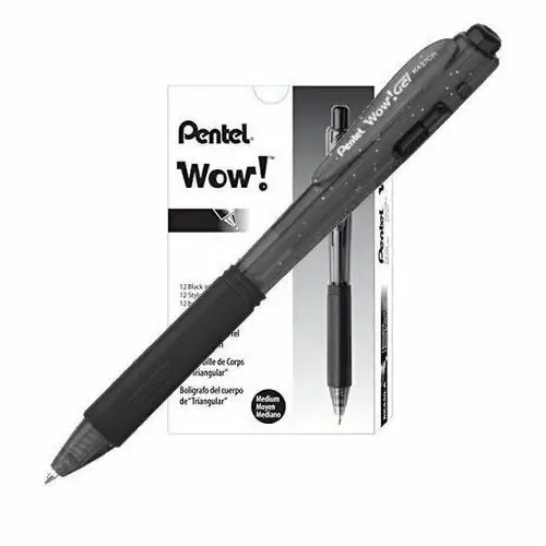 Długopis żelowy PENTEL K437CR czarny 12szt, kolor czarny