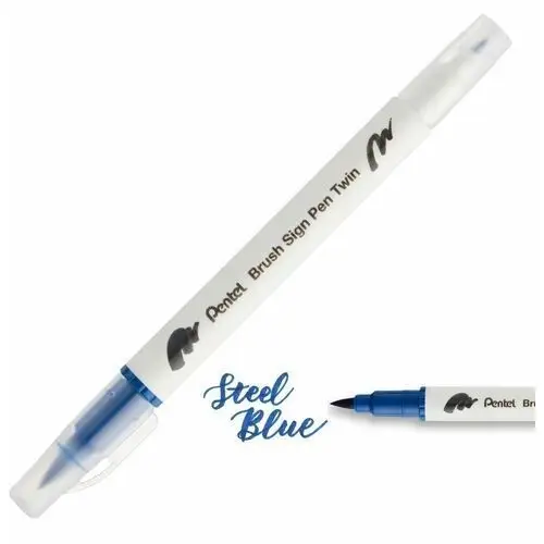 Pentel Pisak brush sign pen twin sesw30 steel blue