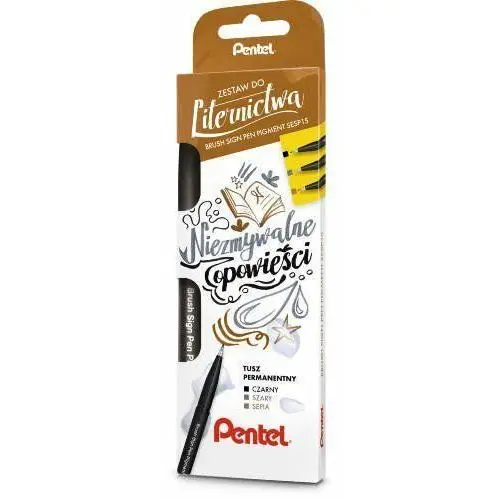Pentel, pisaki Brush Sign Pen, Niezmywalne Opowieści, 3 sztuki