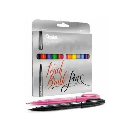 Pentel , zestaw pisaków/pędzelków do kaligrafii touch brush pen, 12 kolorów