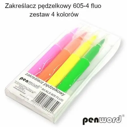 Penword Zakreślacz pędzelkowy 605-4 fluo zestaw 4 kolorów