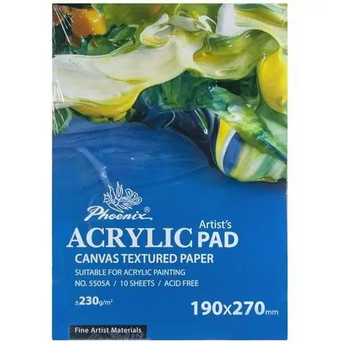 Blok do farb akrylowych acrylic pad 230g 19x27 cm, 10 arkuszy Phoenix