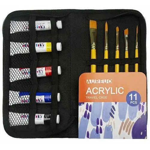 Zestaw malarski podróżny w etui Phoenix - farby akrylowe 5x12 ml, 5 pędzli