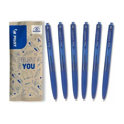Zestaw 6x Długopis PILOT M SUPER GRIP G niebieski, kolor niebieski