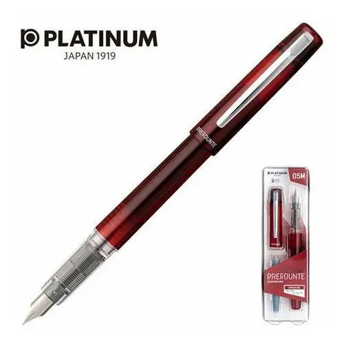 Platinum Pióro wieczne prefounte crimson red, m, w plastikowym opakowaniu, na blistrze, bordowe