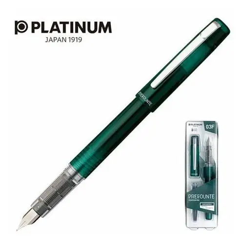 Platinum Pióro wieczne prefounte dark emerald, f, w plastikowym opakowaniu, na blistrze, zielone