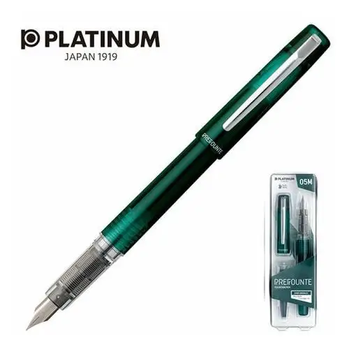 Platinum Pióro wieczne prefounte dark emerald, m, w plastikowym opakowaniu, na blistrze, zielone