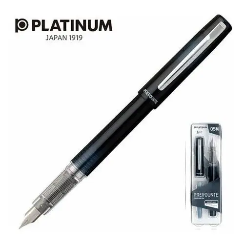 Pióro wieczne platinum prefounte graphite blue, m, w plastikowym opakowaniu, na blistrze, granatowe